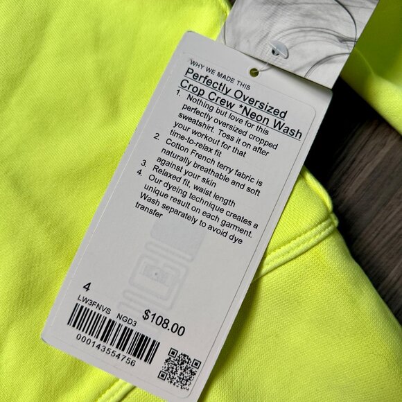 *NEW Lululemon Women's Perfectly Oversized Cropped Crew Sweatshirt - Yellow - Picture 6 of 9